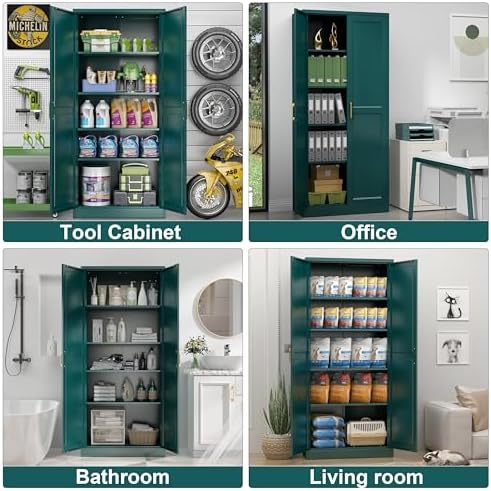 UNICOLY 71" Kitchen Pantry Cabinet, Metal Pantry Storage Cabinet with Doors