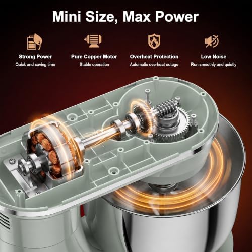 Honinst 4QT Electric Stand Mixer, 10-Speed Tilt-Head Compact Kitchen Mixer