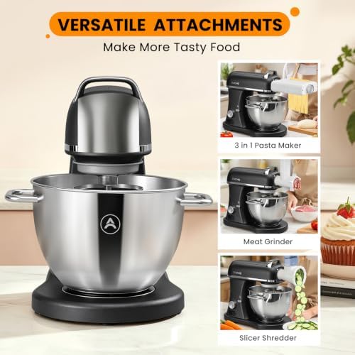 8.4QT Commercial Stand Mixer 800W with Aluminum Die Casting Meets the Standard of NSF/ANSI 8-2023, Mixers Kitchen Electric Stand Mixer with Stainless Steel 8L Bowl, Dough Hook, Whisk and Beater, Black