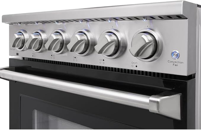 KOSTCH 30 inch Professional Electric Range with 5 Heating Elements Cooktop, 4.55 Cu. Ft. Convection Oven Capacity, Smooth Glass Top, in Stainless Steel, KOS-30RE06H (Black)
