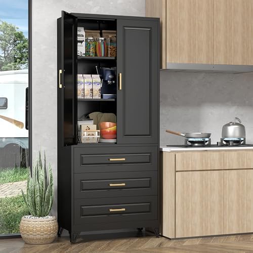 UNICOLY Pantry Kitchen Cabinet with Drawer, 75" Tall Pantry Storage Cabinet