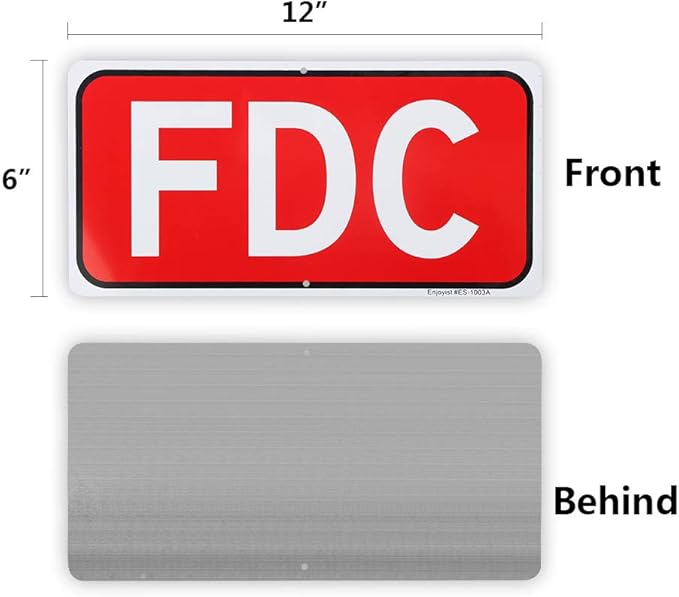 FDC Sign, Fire Department Connection Sign, 12"x 6" - .040 Rust Free Aluminum – Reflective, UV Protected and Weatherproof