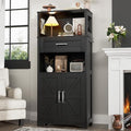 kepptory 55" Tall Farmhouse Pantry Cabinet, 23.6" W Narrow Kitchen Storage Cabinet with Drawer, Doors and Shelves for Kitchen and Dining Room, Black