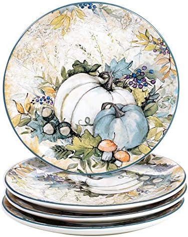 Certified International Harvest Gatherings 9" Salad/Dessert Plates, Multicolor, Medium, Set of 4