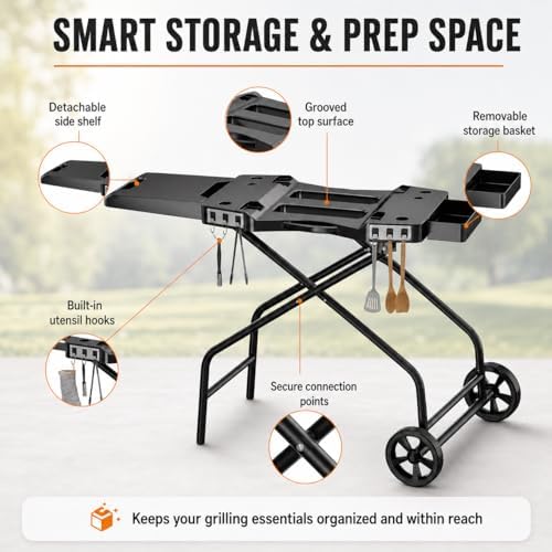 GRISUN Foldable Grill Table Stand for Ninja Woodfire Grill, Blackstone 22"