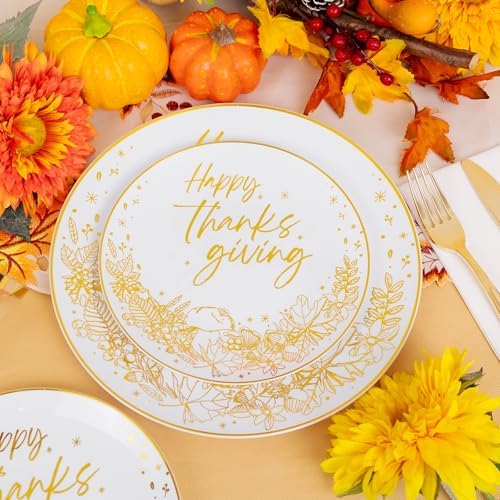 Hioasis 175pcs Thanksgiving Plastic Plates 10.25"