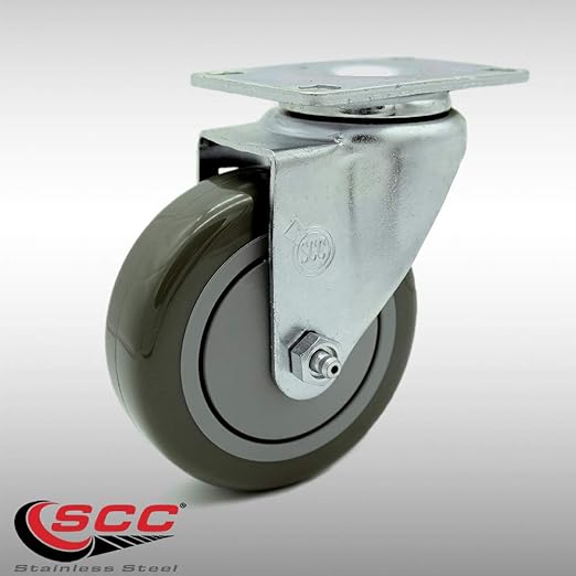 Service Caster Brand Replacement Caster for Uline Caster H-7448S - Stainless Steel Swivel Top Plate Caster with 4 Inch Yellow Polyurethane Wheel - Fits Carts and Platform Trucks H-3352
