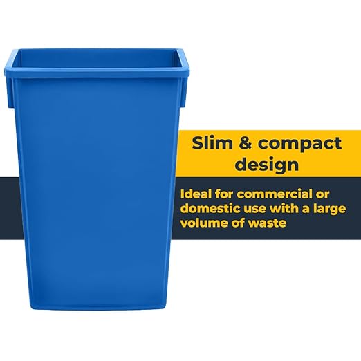 3 pack 23 Gallon Waste Bin with Lid & Dolly, Heavy-Duty Trash Can, Slim Rectangular Garbage Bin, Durable Waste Container, Recycling Bin, Plastic Wastebasket for Kitchen, Garage, Restaurants, Office