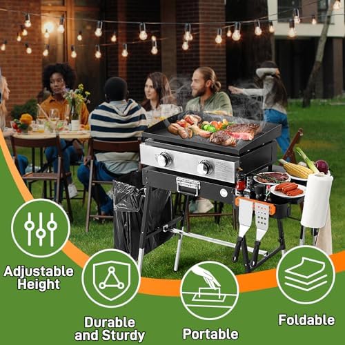 Grill Table& Griddle Cover, Blackstone Griddle Stand for 17" 22"