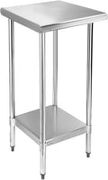 STABLEINK NSF Stainless Steel Table, 24 x 18 Inches Small Metal Prep & Work Table with Adjustable Undershelf, for Commercial Kitchen, Restaurant, Hotel and Garage