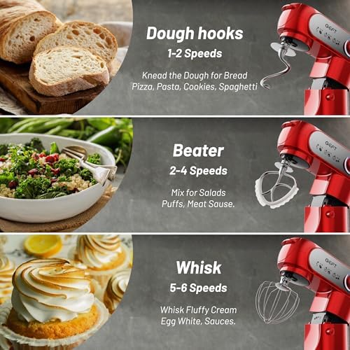 Stand Mixer, 3.5QT&6QT Bowls Mixers Kitchen Electric Stand Mixer Red