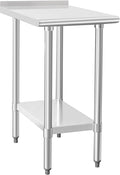 HARDURA Stainless Steel Commercial Work Table Prep Work Metal Table 30×18 Inches with Undershelf and 2" Backsplash Heavy Duty NSF 430 for Kitchen Food Prep