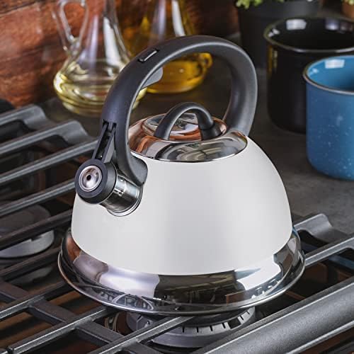 Mr. Coffee Flintshire 1.75-Quart Stainless Steel Whistling Tea Kettle with Nylon Handle – Durable Stove-Top Kettle in Linen Finish - Image 2