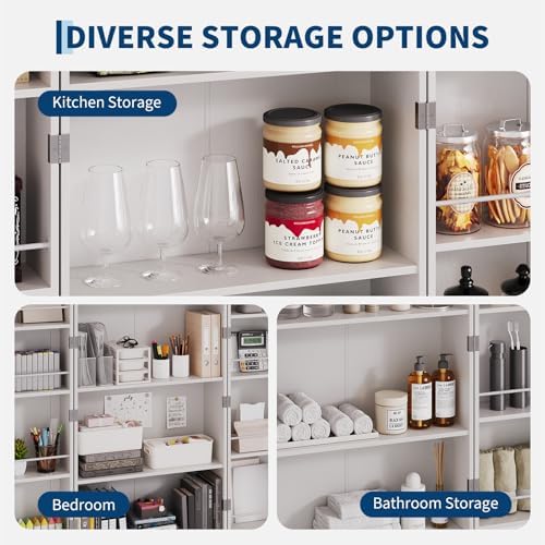 IDEALHOUSE Farmhouse Kitchen Pantry Cabinet - 72" Tall Large Wood Kitchen Storage Cabinets with Adjustable Shelves & 2 Barn Doors & 3 Drawer, Versatile Storage for Dining Room, Bathroom, Living Room