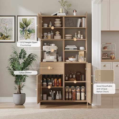 IDEALHOUSE Kitchen Pantry Cabinet with Adjustable Shelf