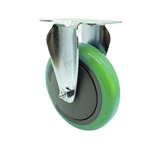 Service Caster Brand Replacement Caster for Uline Caster H-5540R-Rigid Top Plate Caster with 5 Inch Green Polyurethane Wheel-Light Duty Replacement Caster- Fits Cart, Dollies and Poly Box Truck H-3840