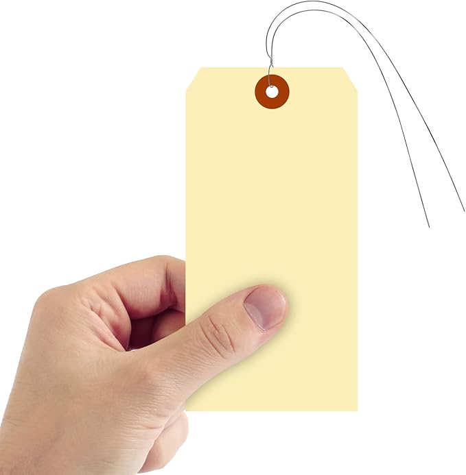 SmartSign Blank Manila Shipping Labels, Size-8, Pack of 1000, 13pt Thick Cardstock, 6 1/4" x 3 1/8" Paper Hang Tags with Reinforced Fiber Patch