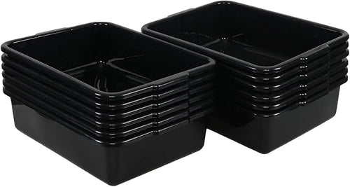 12-pack 13 Liters Plastic Bus Tubs, Commercial Bus Tray Box Wash Basin Tub, Black Dish Washing Pans