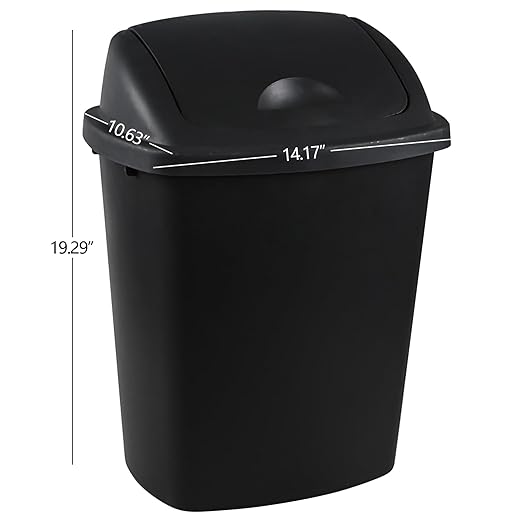 Office Trash Can with Lid, 8 Gallon Kitchen Garbage Can, Plastic Durable Waste and Recycle Bin (Set of 4, Black)