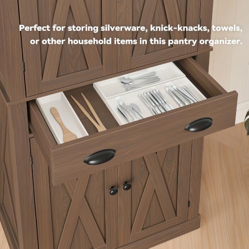 IRONCK Kitchen Pantry Storage Cabinet 72.6" H x 24" W, Walnut
