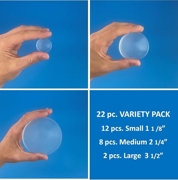 Round Bumpers Variety Pack 22 Pieces – Polymer Gel Bumpers for Furniture, Walls and Cabinets - Protects Walls from Damage - Includes Small, Medium and Large Bumpers