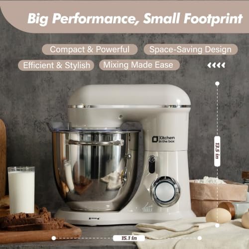 Kitchen in the box 6.5 QT Stand Mixer, 10-Speed Electric Mixer (White)
