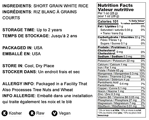Food to Live Short-Grain White Rice, 2 Pounds – Premium Japanese Style Short-Grain, Perfectly Sticky, Vegan, Kosher rice. Easy to Cook. Great as a Side Dish. Great for Sushi, Rice Salads, and Desserts