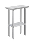 Hally Stainless Steel Table for Prep & Work 24 x 12 Inches, NSF Commercial Heavy Duty Table with Undershelf and Galvanized Legs for Restaurant, Home and Hotel