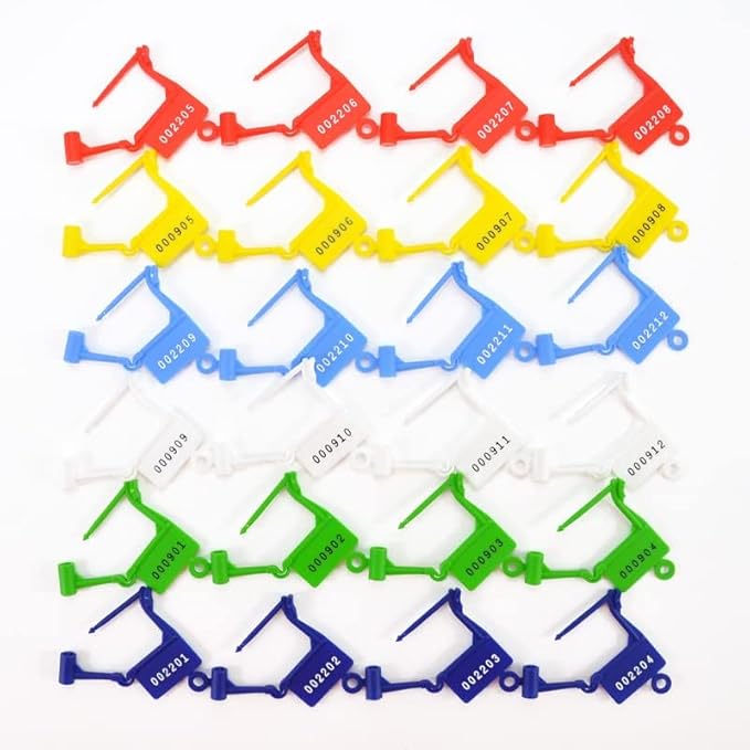 Plastic Security Padlock Seals Numbered Tamper Proof Disposable Self-Locking Plastic Medical Tags (Pack of 100 PCS) (Blue)