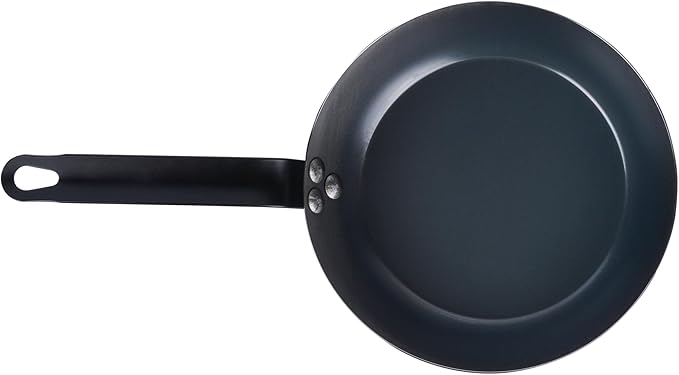 Restaurantware-Met Lux 9 Inch Fry Pan, 1 Lightweight Frying Pan - Induction-Ready, Triple-Riveted, Black Carbon Steel Cooking Skillet, Durable, For Searing, Sauteing, And Browning Food