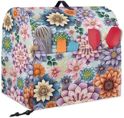 Stand Mixer Covers Boho Floral Print Dust Mixer Covers for Stand Mixer Kitchen Counter Mixer Parts & Accessories Decor for Kitchen Kid Mixer Cover