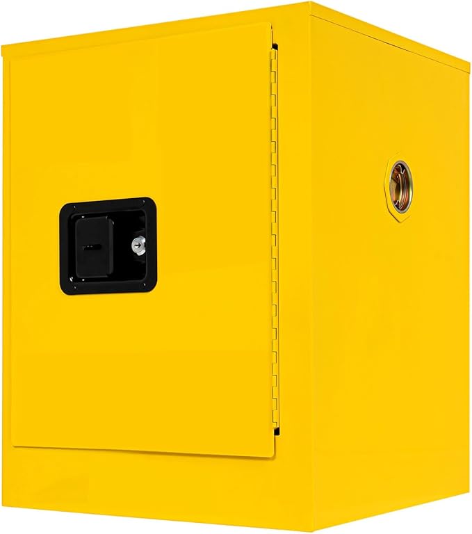 Safety Cabinet 4 Gallon Flammable Cabinet Explosion Proof Fireproof Hazardous Material Storage Box with Lock for Commercial Industrial and Home Use (Yellow, 17 * 17 * 22in)
