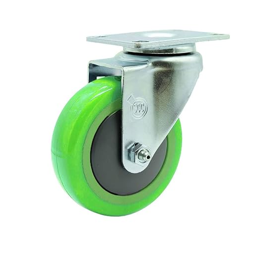 Service Caster Brand Replacement Caster for Uline Caster H-5539S-Swivel Top Plate Caster with 4 Inch Green Polyurethane Wheel-Light Duty Replacement Caster-Fits Cart, Dollies and Poly Box Truck H-1956