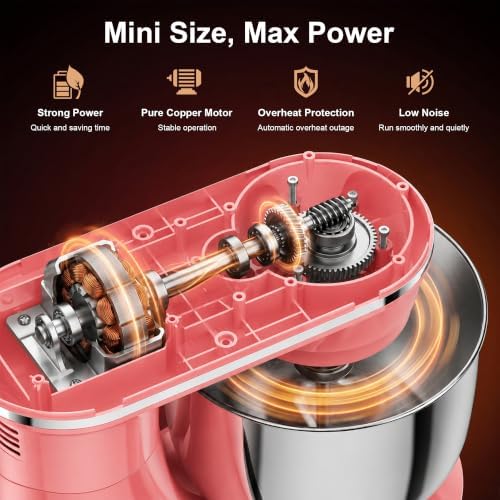 Honinst 4QT Electric Stand Mixer, 10-Speed Tilt-Head Compact Kitchen Mixer