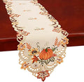 Simhomsen Thanksgiving Harvest Pumpkins Table Runners for Autumn Or Fall Decorations, Embroidery (14 × 69 Inches)
