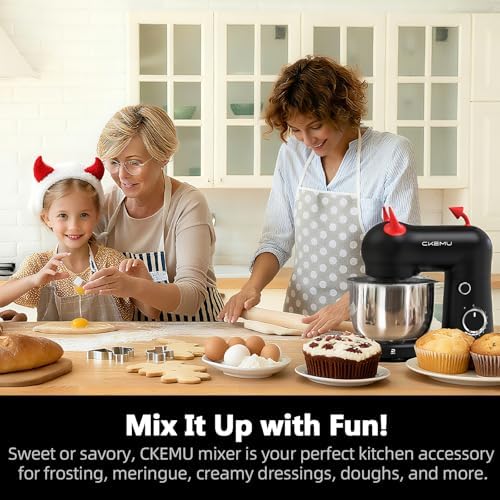 Stand Mixer, Compact & Space-Saving, Stainless Steel Bowl, Unique & Playful Design, Effcient 300W Motor, Dishwasher-Safe Attachments, SM-2549A (Black)