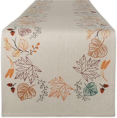 DII Fall Table Decorations Indoor Décor, Thanksgiving, Reversible Table Runner, 14x108, Autumn Leaves