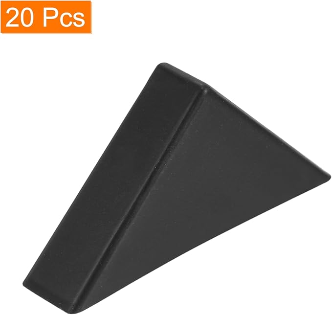uxcell 20Pcs Plastic Corner Protectors 12x66mm Triangle Shape Glass Corner Guards Cushion for Corner Protection of Glass, Mirror, Tile, Black