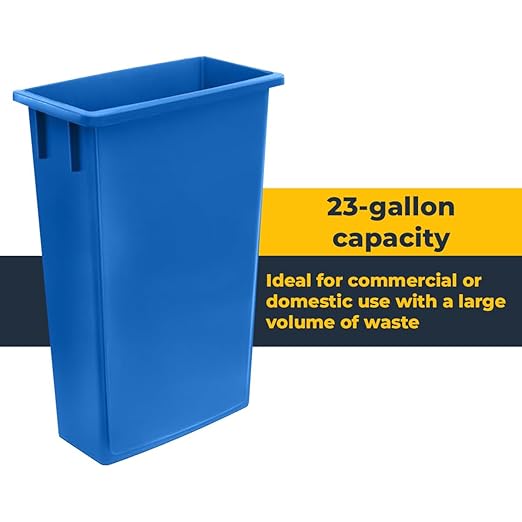 3 pack 23 Gallon Waste Bin with Lid & Dolly, Heavy-Duty Trash Can, Slim Rectangular Garbage Bin, Durable Waste Container, Recycling Bin, Plastic Wastebasket for Kitchen, Garage, Restaurants, Office