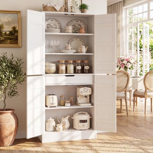Unikito 71" Tall Kitchen Pantry Storage Cabinet with Built-in Drawer