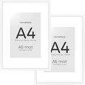 Homeforia A4 Picture Frame White, High End Metal 8.3 x 11.7 Frames for Wall, A4 Photo Frame with Mat for A5 inch Print, 8.25 by 11.75 White Poster Frames, 8.3x11.7 Frame with Glass, Wall Kit, Set of 2