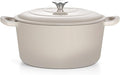 TeamFar Enameled Cast Iron Dutch Oven, 7qt Dutch Oven Pot Nonstick Cookware with Lid & Dual Handles for Bread Baking, Cooking, Oven Safe up to 500℉ & Various Stovetops, Healthy & Heavy Duty - Khaki