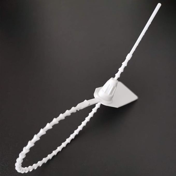 250mm Pull-Tite Plastic Security Seals Shipping Tags Disposable Signage Numbered(Package of 100) (White)