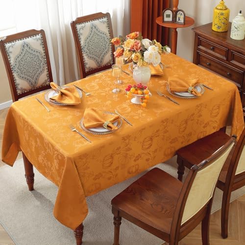 SASTYBALE Fall Tablecloth Rectangle Jacquard, 60" x 120", Amber