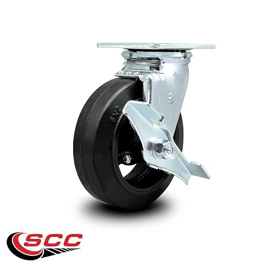 Service Caster Brand Replacement Caster for Uline Caster H-3326SWB - Swivel Top Plate Caster with 6 Inch Rubber on Metal Wheel and Top Lock Brake - Fits Platform, U-Boat and Panel Trucks H-1191