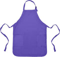 DALIX Apron Commercial Restaurant Home Bib Spun Poly Cotton Kitchen Aprons (2 Pockets) (1, Purple)