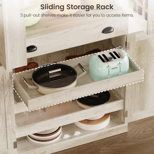 IRONCK 72" Kitchen Pantry Cabinet with Drawer and Sliding Racks