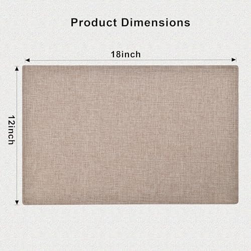 SLKQG Faux Linen Placemats Set of 8, Heat Resistant Washable Double Layer Cloth Place Mats for Dining Table, Wrinkle Resistant Linen Textured Farmhouse Kitchen Decor (8, Natural Linen)