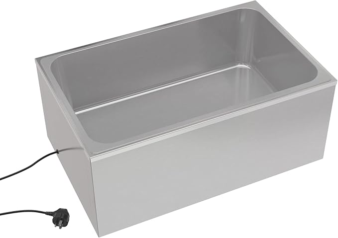 KoolMore Commercial Bain Marie Countertop Food Warmer, Soup Station, and Buffet Table Server with One Serving Section and Tap, Stainless-Steel Steamer with Auto Shut Off (CFW-1T), Silver