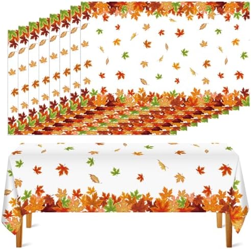Unittype 9 Pcs Fall Maple Leaf Tablecloth Disposable Plastic